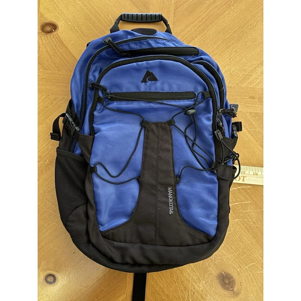 Manokotak Blue Black Backpack Hiking Travel School Laptop Daypack Outdoor Bag